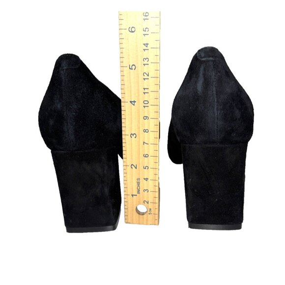 MARC FISHER LTD Pointed Toe Block Heels Pumps Black Suede Women's Size 8 Preppy - Picture 8 of 12